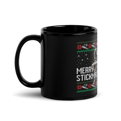 Merry Stickmas Black Glossy Mug