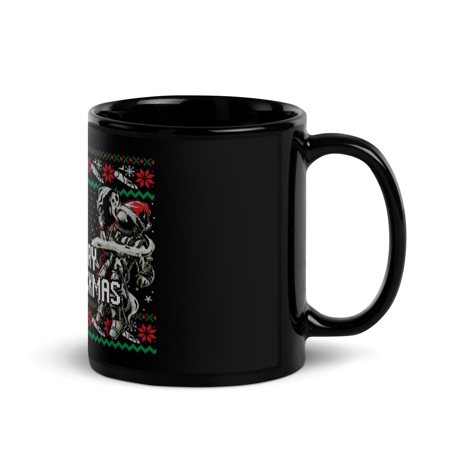 Merry Stickmas Black Glossy Mug