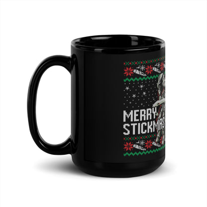 Merry Stickmas Black Glossy Mug