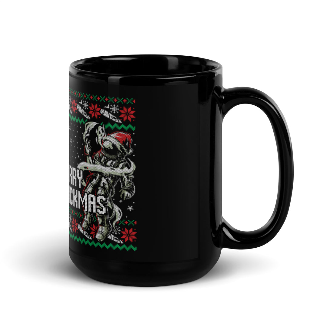 Merry Stickmas Black Glossy Mug